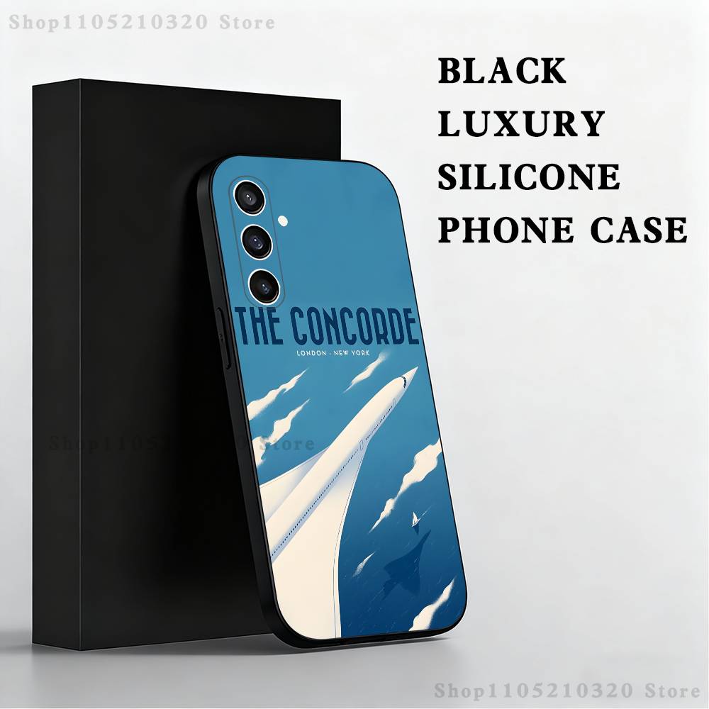 Concorde Air France Phone Case For Samsung S25,S24,S23,S22,S21,S20,S10,Ultra,Plus,Lite,FE,Soft Silicone Black Cover