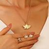 2026 Ginkgo Leaf Jewelry Set Simple Fashion Autumn Leaf Necklace Bracelet Ring 3-Piece Gift Set