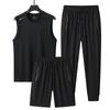 Ice Silk Vest Three-piece Set For Men, Breathable Short-sleeved Ice Silk Pants, Men's Sports Suit, Men's Cool And Sweat-wicking Breathable