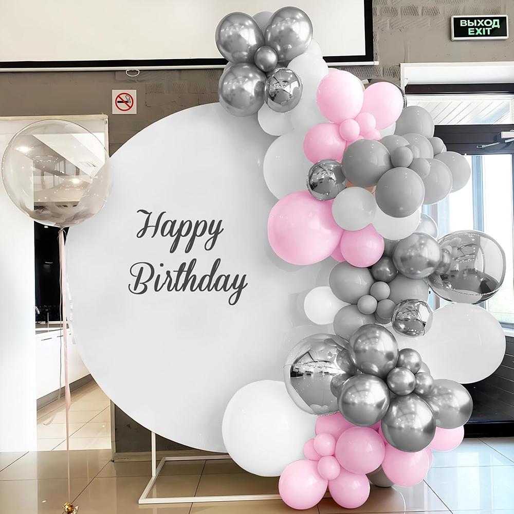 154pcs Pastel Pink Grey Balloons Garland White Silver Ballon Arch Kit Birthday Party Baby Shower Gender Reveal Decoration Globos