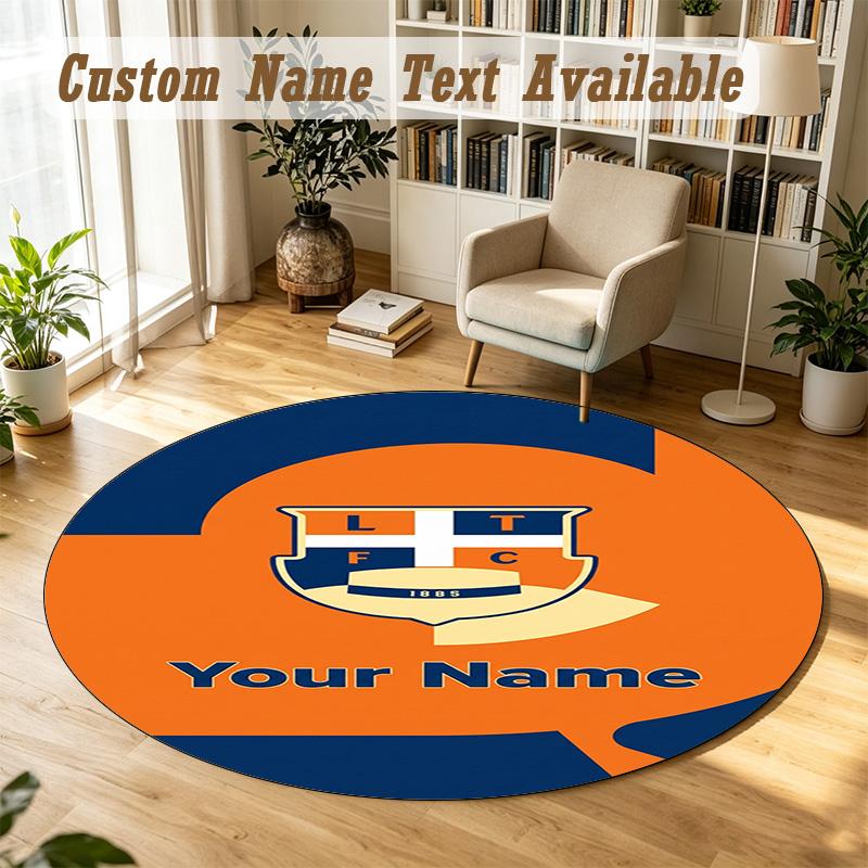Round Rug Custom NameLuton Town Pattern Non Slip Carpet Home Floor Decor