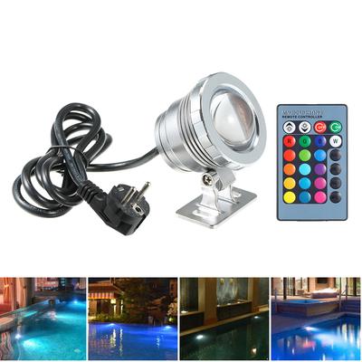 AC85-265V 10W RGB LED Underwater Light Submersible Lamp with Remote Control 16 Colors Changing