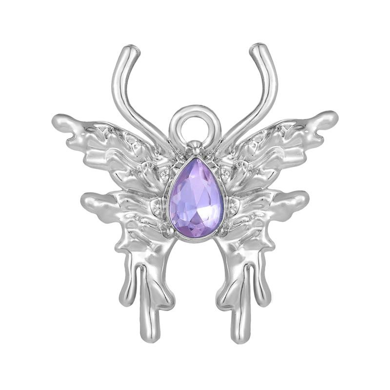 Colorful Crystal Heart Bow Knot Butterfly Sun Pendant Beads Stainless Steel Charms Earrings Necklace Woman Jewelry DIY Making