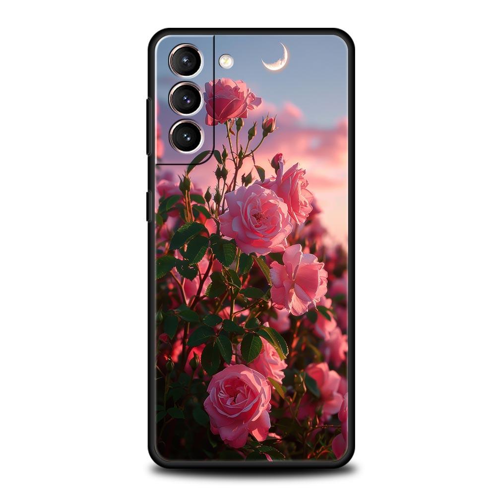 Beautiful Red Rose Flowers Phone Case For Samsung Galaxy S24 S23 S22 S20 Ultra S21 FE 5G S10 S9 Plus S10E S8 Soft Silicone Cover