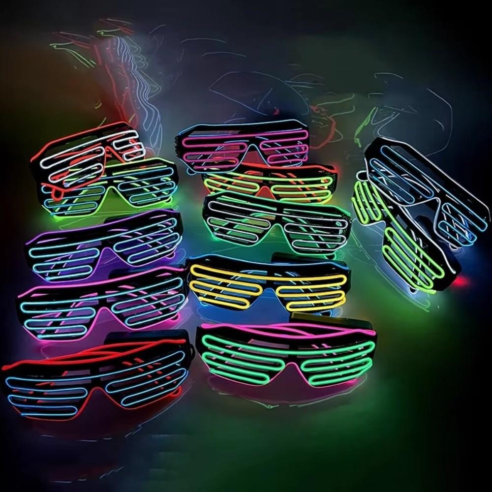 Wireless Neon Glasses Double Colors Fluorescent Glasses LED Glowing Glasses  Christmas Decor
