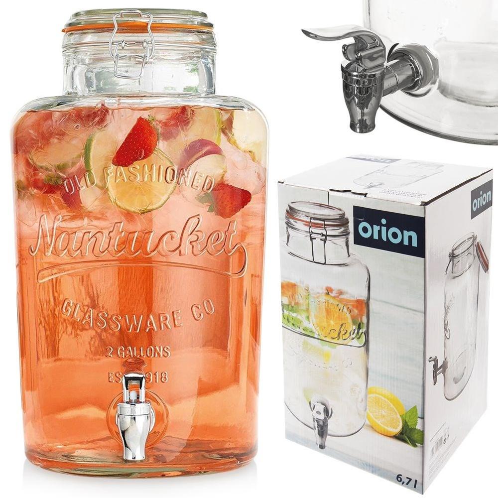 Large Glass Beverage Dispenser with Tap 6.7L