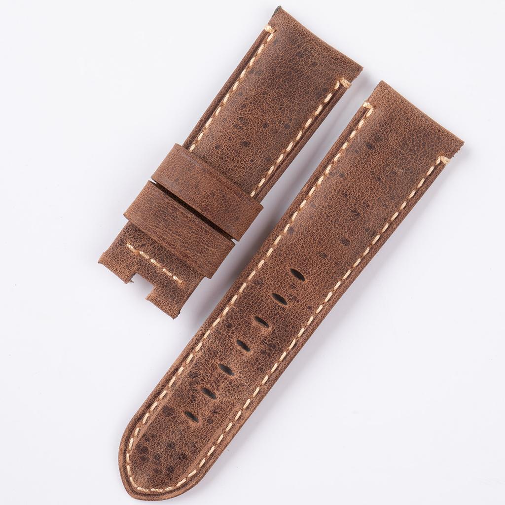 Soft 24mm Italy First Layer Genuine Leather Watchband For Panerai Strap For PAM441/111 With Butterfly Buckle Bracelet Parts
