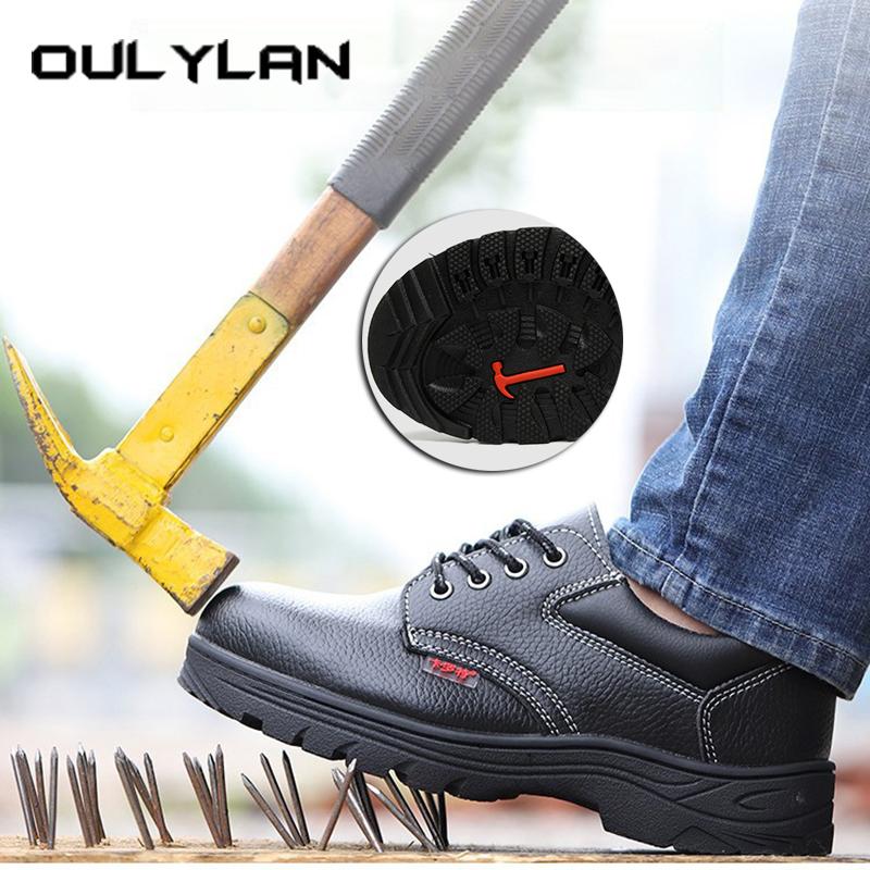Oulylan Anti Smashing Steel Toe Safety Boots Men Lightweight Protection Shoes Anti Piercing Waterproof Work Footwear Size 38-46
