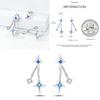 Sparkling Blue Zircon Hoop Earrings Pave U Shape Star Devil Eyes Circle S925 Drop Earring Fit Original Party Jewelry