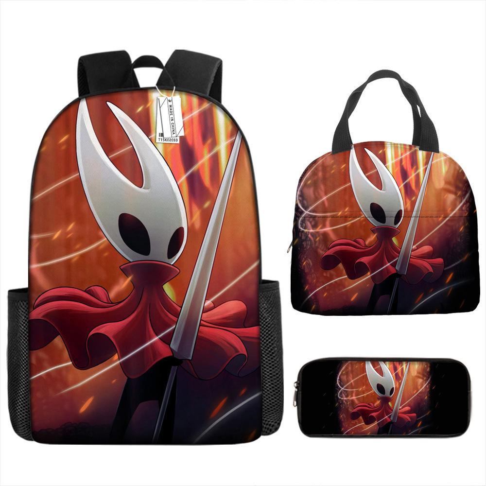 Luxusní Novinka Kreativní Cool Nový Hollow Knight 3D Tisk 3ks/Sada žák Školní tašky Batoh na notebook Denní batoh Batoh Taška na oběd Pouzdro na tužky