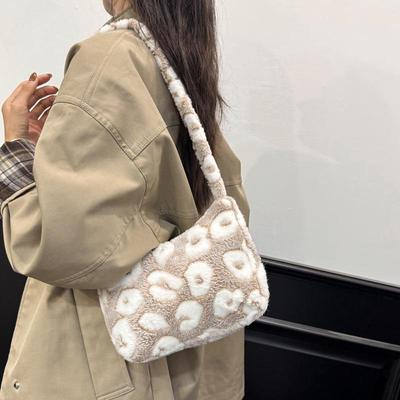 Women's Floral Print Plush Pillow Shoulder Bag - Autumn/Winter