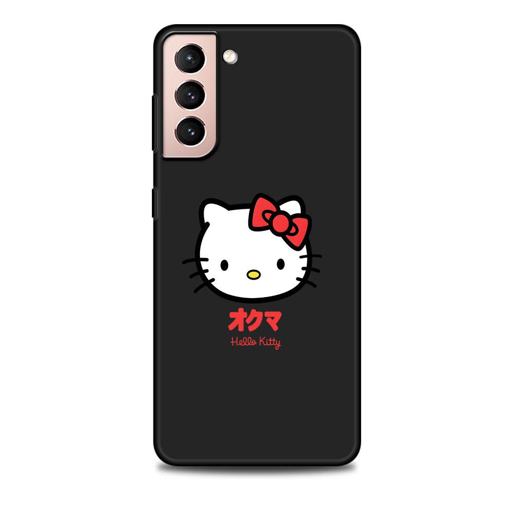 Hello Kitty Cartoon Case for Samsung Galaxy S23 S10e S10 S21 FE S22 S9 S24 Ultra S20 Plus Soft Black TPU Phone Cover Bumper