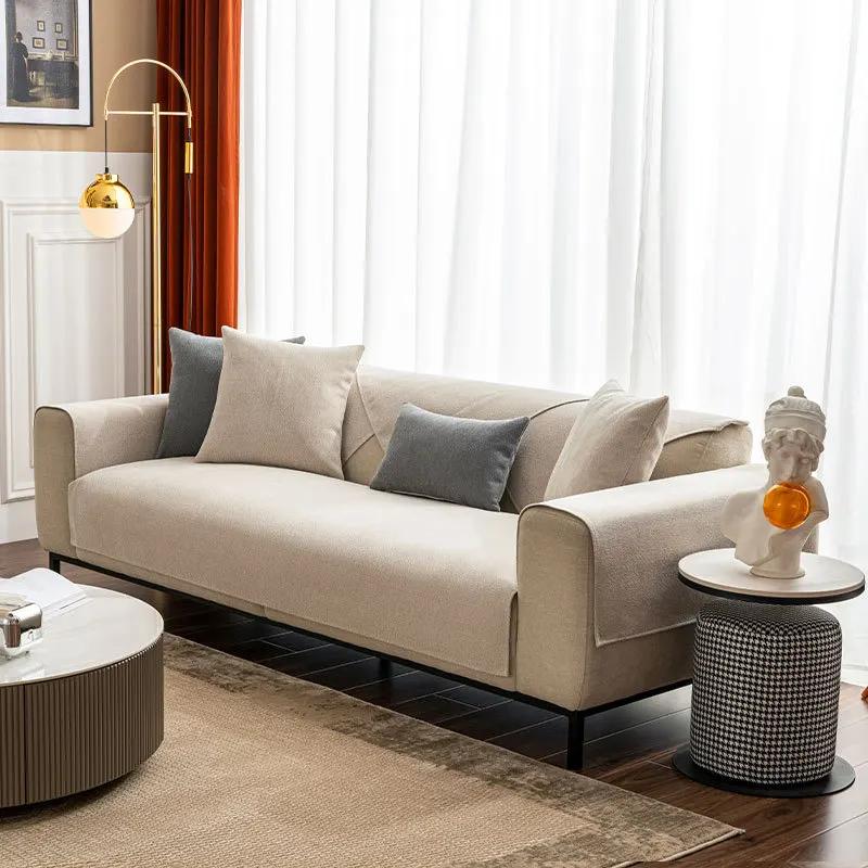 Льняной чехол для дивана однотонный современный противоскользящий комбинированный чехол для диванной подушки полное покрытие защита мебели от пыли 70x70cm 1pcs 3574₽