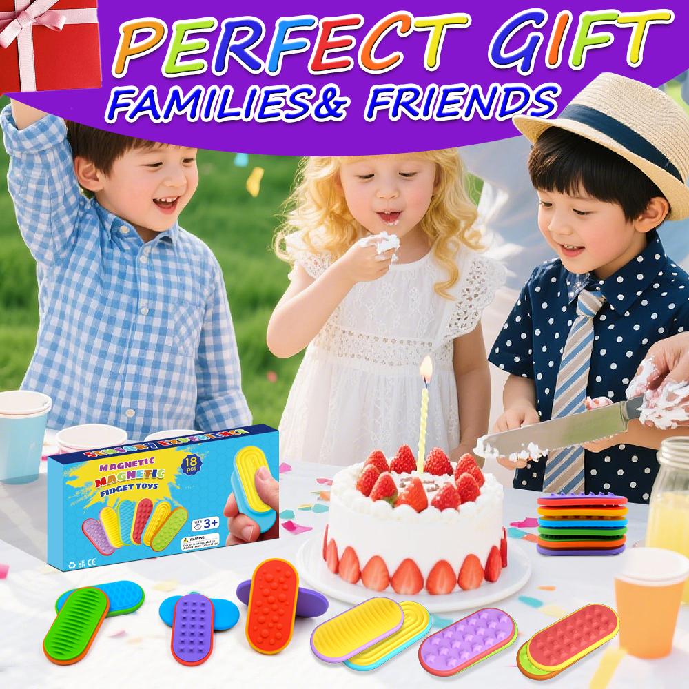 18Pcs/Set Sensory Magnet Toy Silicone Magnetic Slider for Autism Anxiety Stress Relief Toy