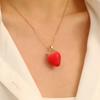 Strawberry/Peach Pendant Necklace Trendy Women Accessory Fruit Chain Jewelry Perfect for Casual and Special Occasion