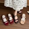 High Heel Niche Fashion Sandals Fairy Style French Bow Thick Heel Sandals Female 2025 Summer New with Skirt