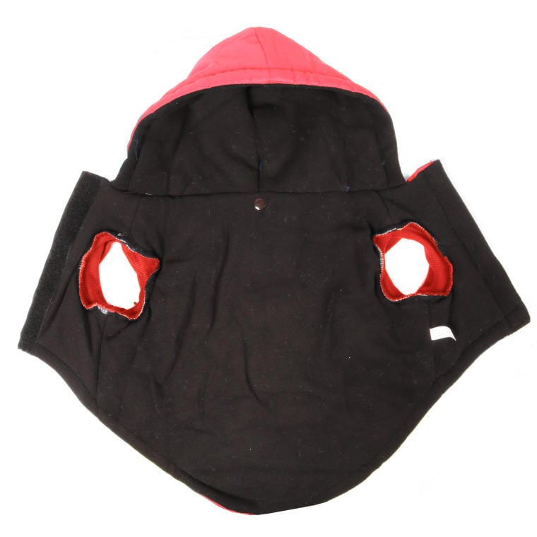 Waterproof winter jacket for medium dogs with hood, red and black, size M