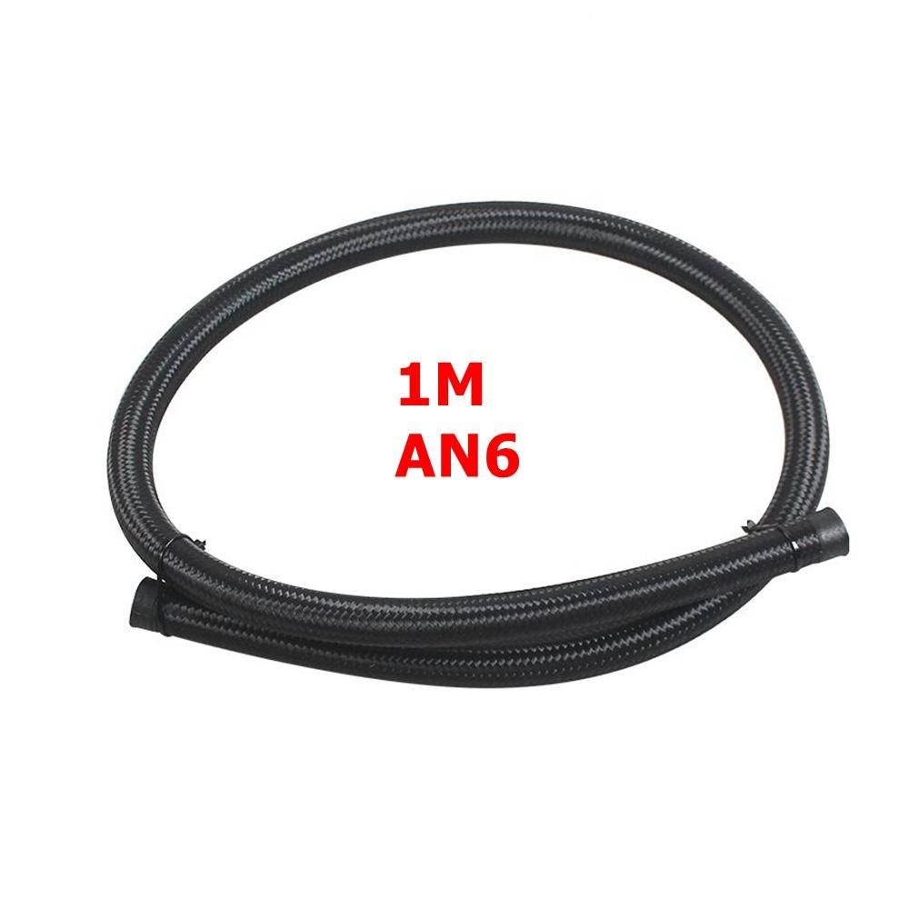 1M PTFE AN4-AN12 Racing Hose Stainless Steel Braided Brake Hose Fuel Oil Line Oil Cooler Car Hoses Accessories Black/Silver
