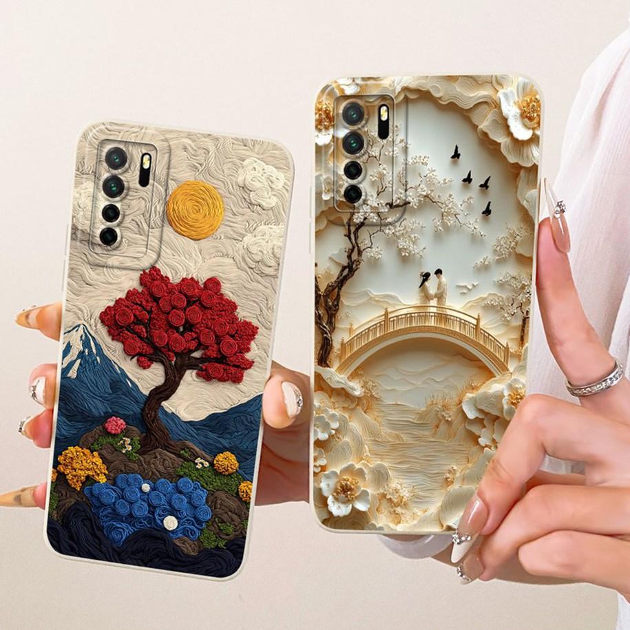 For Huawei Nova 7 SE Case P40 Lite 5G Cover CDY-NX9B CDL-AN50 Shockproof Silicone Fashion Flower Soft Shell For Honor 30S Bumper