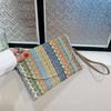 2025 Summer Straw Clutch Purse Bohemian Colorful Striped Wristlet Bag Hand-Woven Chic Hobo Bag Women's Retro Chain Crossbody Bag