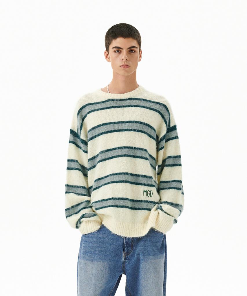 MAHAGRID Hairy Stripe Knit Sweater Ivory(Mg2Ffmk600A)