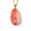 Deep Sea Coral Pendant with Cherry Blossom Carving Gift Wrapping 18K Gold 25x15cm Pink 45cm Chain Included 18K Gold Chain (Free Available) Hardware,