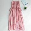 Women's clothing fungus edge lace-up waist medium and long travel dress summer casual dress new fashion trend