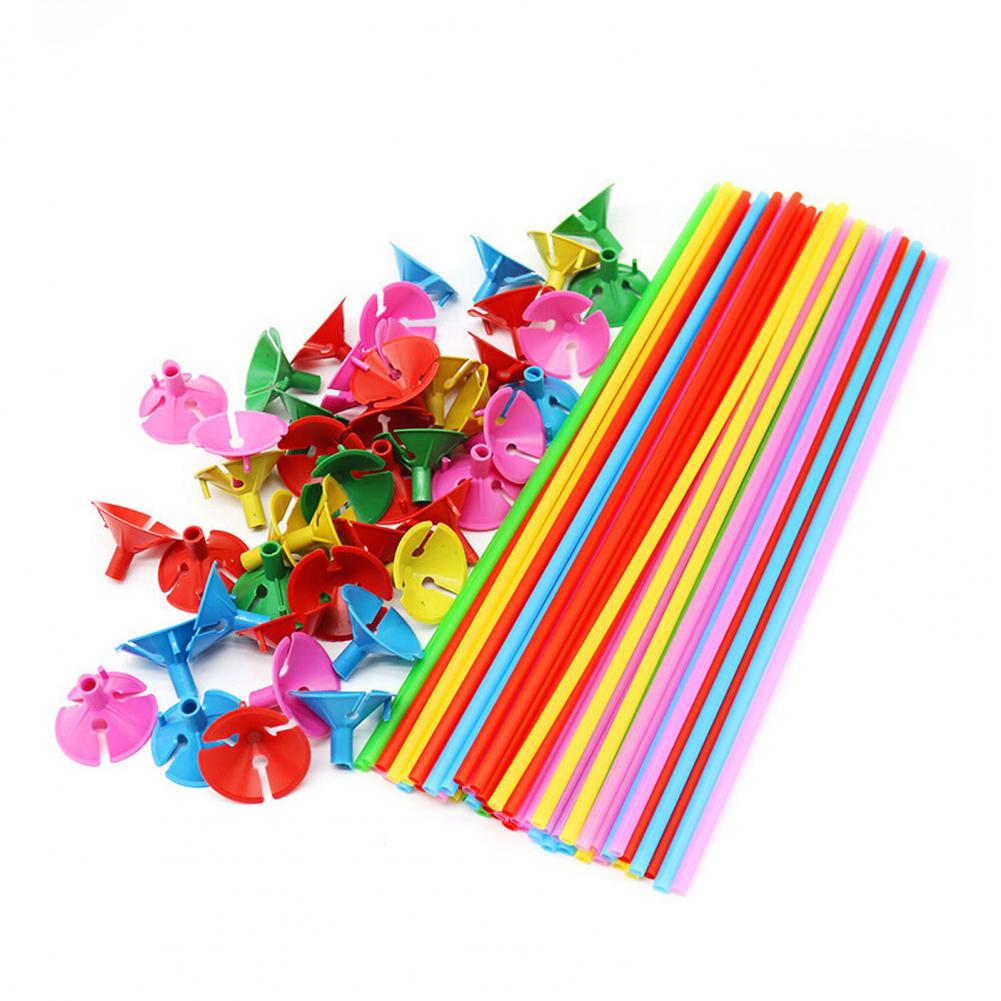 100 Pcs Balloon Sticks Plastic Balloon Sticks Holders with Cups for Anniversary Birthday Christmas Party Wedding Decoration