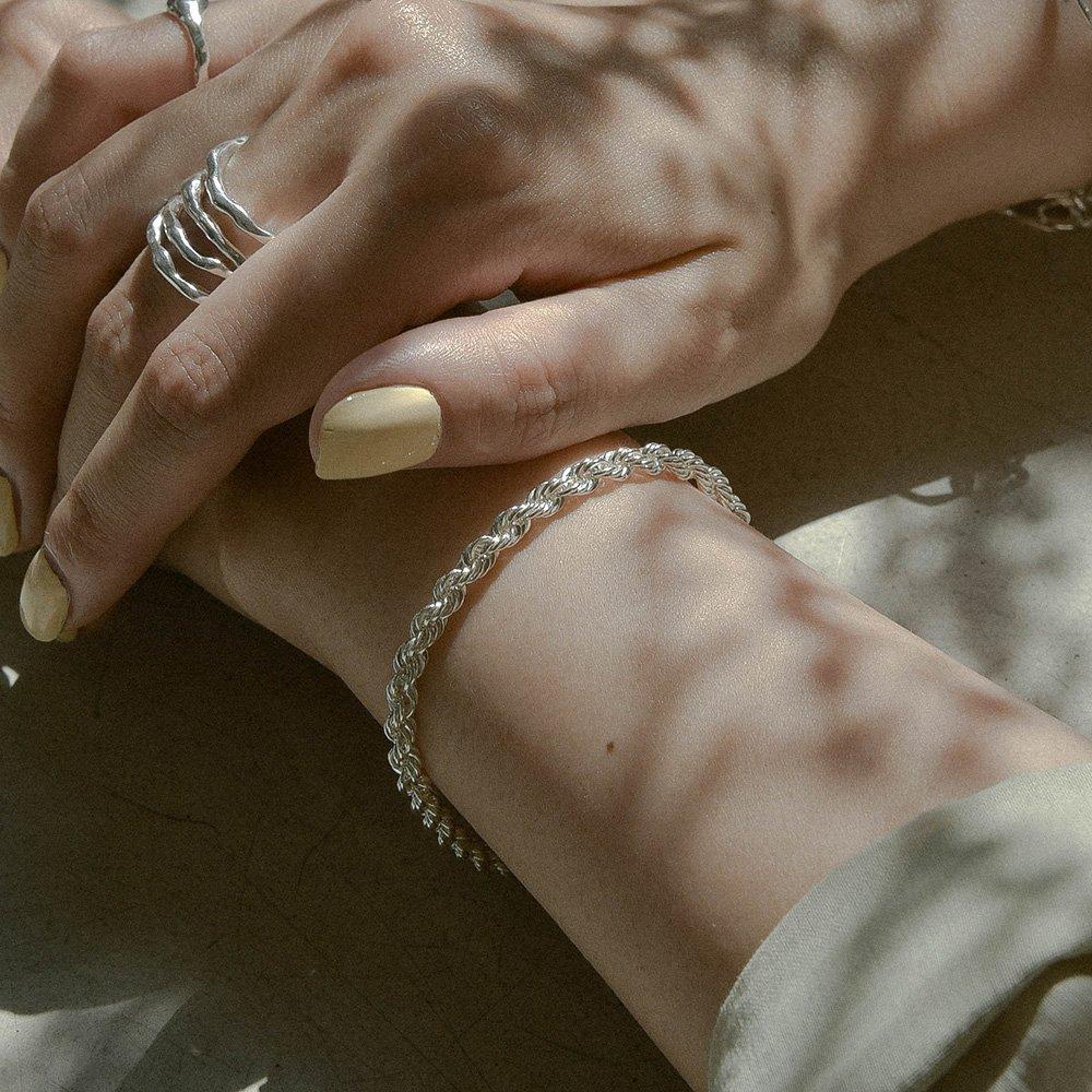 Silver Chinese Rope Chain Bracelet Twisted Twisted Silver Bracelet