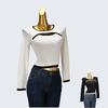 High Quality Spring & Fall Women's Clothing Contrast Color Chic Tops Stylish Niche Style Short-Sleeved T-shirt Bottoming Shirt Ins Fashion