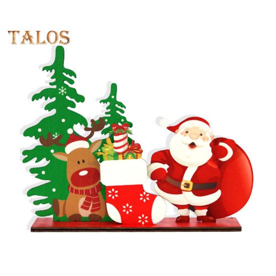 Christmas Table Sign Wooden Snowman Santa Reindeer Xmas Tree Ornaments Merry Christmas Decoration for Home Party DIY Decor