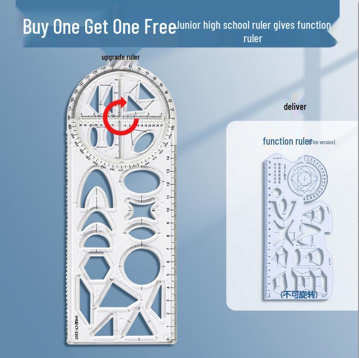 

Multifunctional Math Template Set: Plastic Rulers for Students As Shown