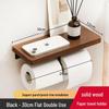 Black Walnut Wood Toilet Paper Holder with Storage Rack - Wall-Mounted Tissue Dispenser for Bathroom and Hotel Use