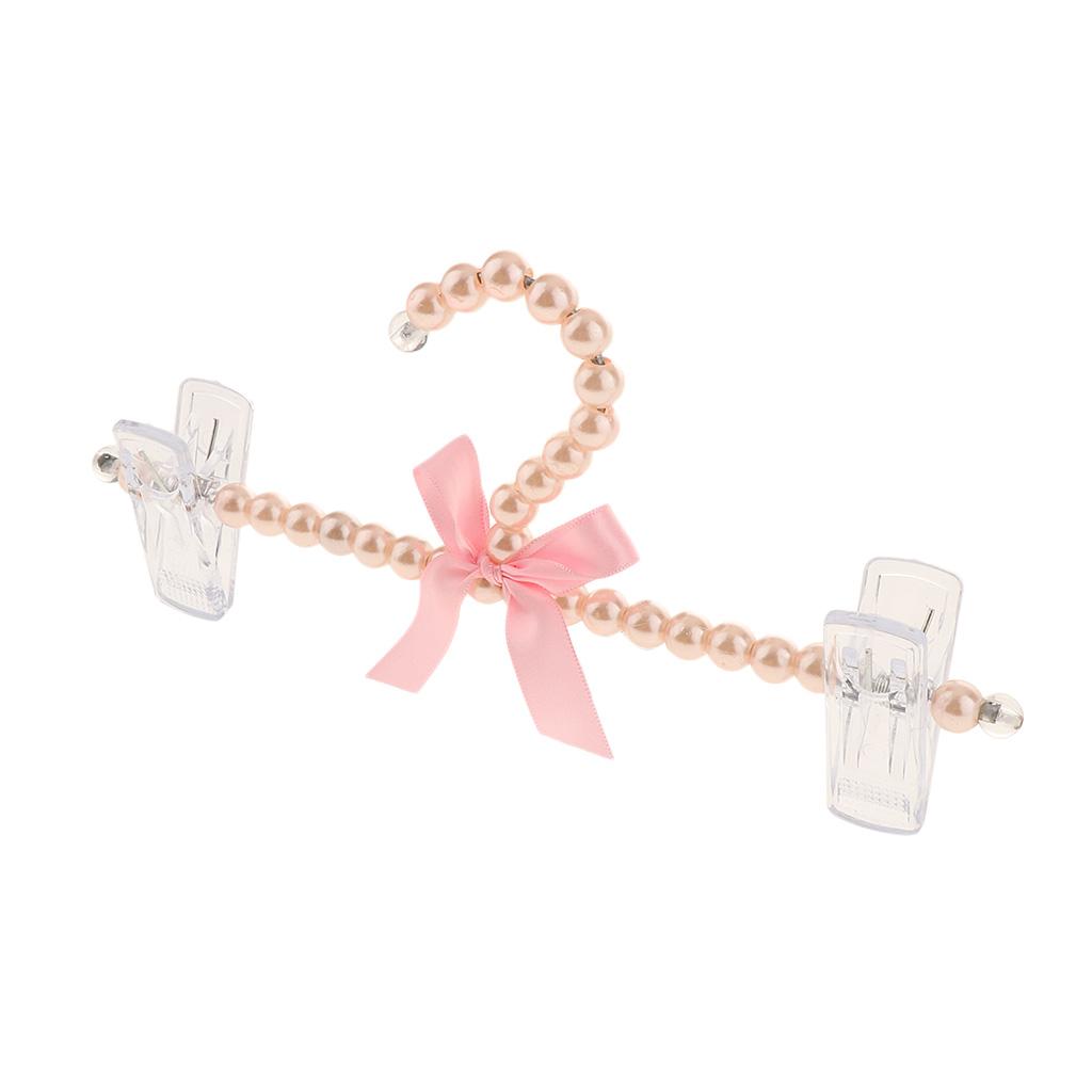 

23cm Imitation Pearl Beads Clothes Hanger With 2 Clips розовый