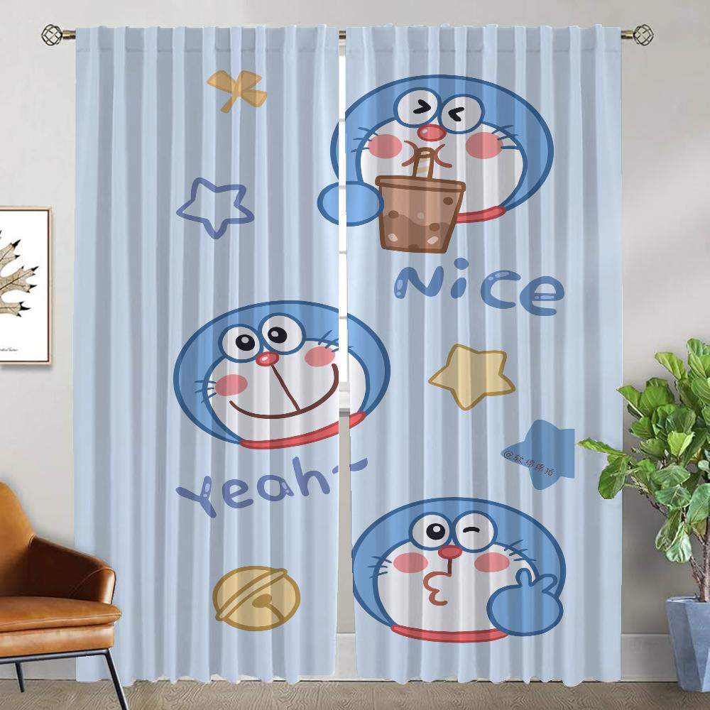 Zasłony do salonu Zasłona do pokoju 2 panele Doraemones Rolety Dekoracja na Halloween Przegroda Zasłony do wnętrza domu Kamera