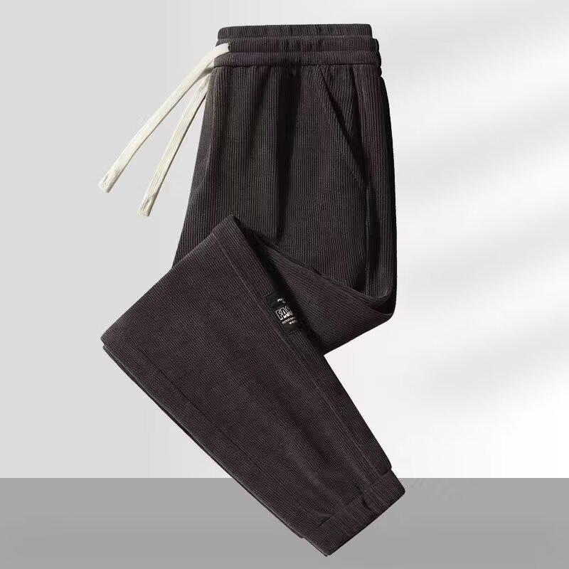 Men's Trendy Loose Fit Ribbed Sweatpants with Cuffs for Autumn & Winter Sportswear