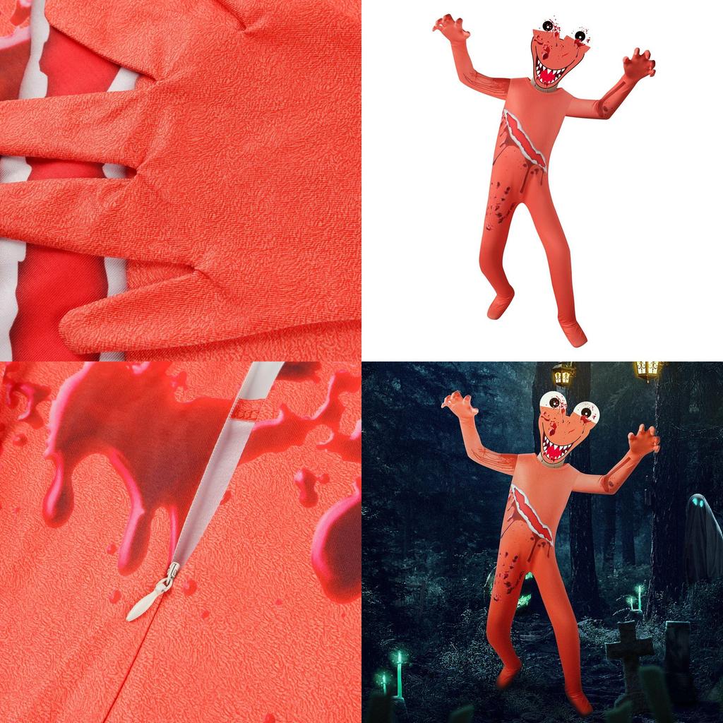 Roblox Rainbow Friends Orange Jumpsuit Kostüm für Kinder mit atmungsaktivem Polyesterstoff