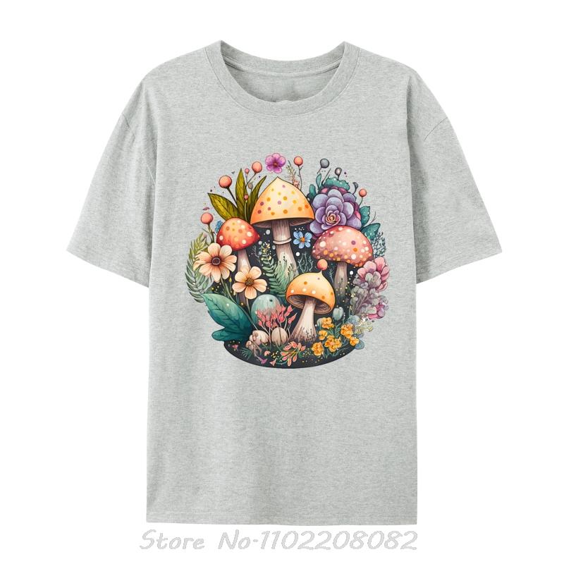 Cute Cottagecore Floral Mushroom Aesthetic TShirt Unisex Fashion Hip Hop Streetwear Oversized Tshirt Casual Cotton T Shirt tees