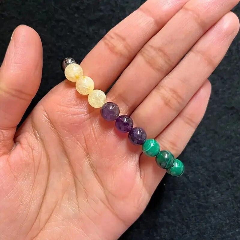 1Pc Beautiful Jade Fashion Style Natural Stone Tigers Eye Stone Multi Coloured Beaded Bracelets Men And Women Party Daily Gift