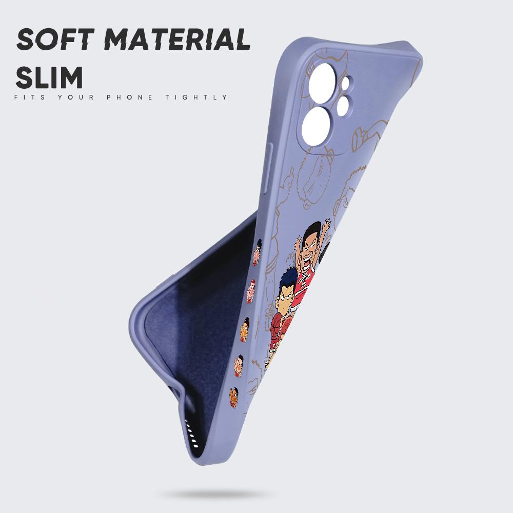 Cartoon Colorful Pattern Printing Phone Case Square Liquid Silicone TPU Full Cover Camera Shockproof Protection Cover for Samsung Infinix Tecno