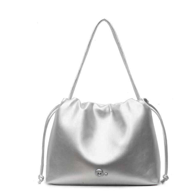 Summer New French Casual Cream Wind Oil Wax Leather Underarm Tote Bag Women's Texture Commuter Simple Shoulder Bag