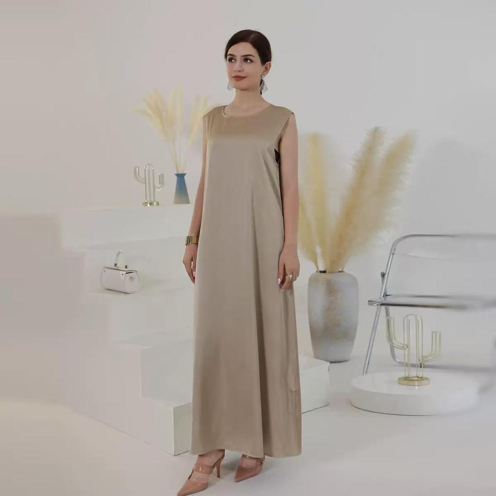 2025 Solid Color Loose Sleeveless Long Dress - European & American Style