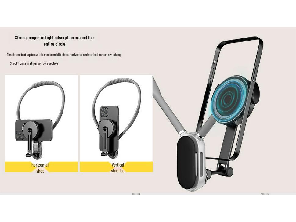 Magnetic Neck-Mount Adjustable Camera Bracket for Outdoor Sports and Live Streaming