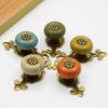 Fashion Pull Handle Ceramic Knob Door Metal Vintage Flower Door Cabinet Cupboard Wardrobe Drawer Furniture Decor