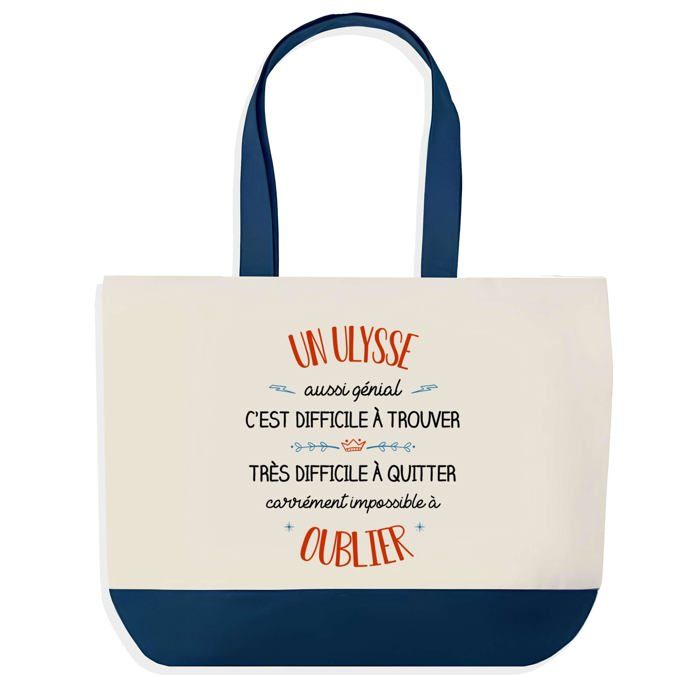 Tote bag - PLANETEE - Shopping Bleu Ulysse Aussi Génial - Coton - Imprimé en France - Anses solides