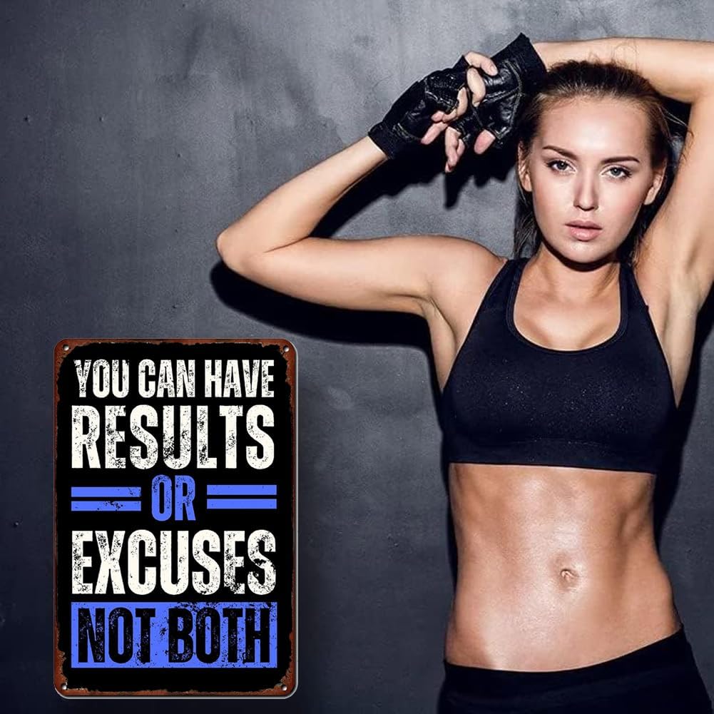 You Can Have Results Or Excuses Not Both Metal Tin Sign Retro Poster Cafe Bar Gym Living Room Bathroom Kitchen Home Art Wall Decoration Plaque Gift