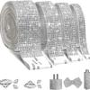 4 Rolls Self-Adhesive Crystal Rhinestone Ribbon, Diamond Bling Ribbons With 2 Mm Rhinestones Sticker For Arts Crafts Wedding