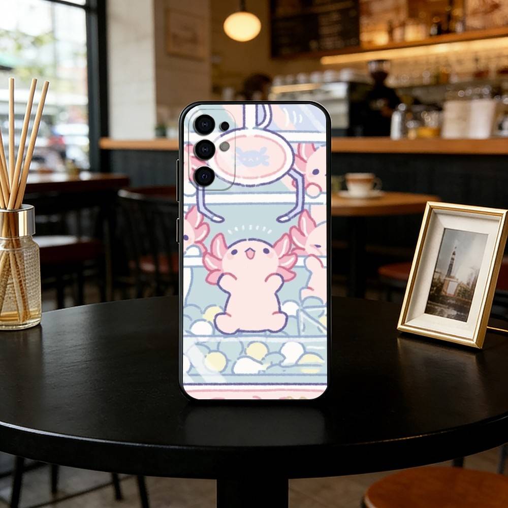 Cute axolotl Phone Case For Samsung S25,S24,S21,S22,S23,S30,Ultra,S20,Plus,Fe,Lite,Note,10,Black Cover