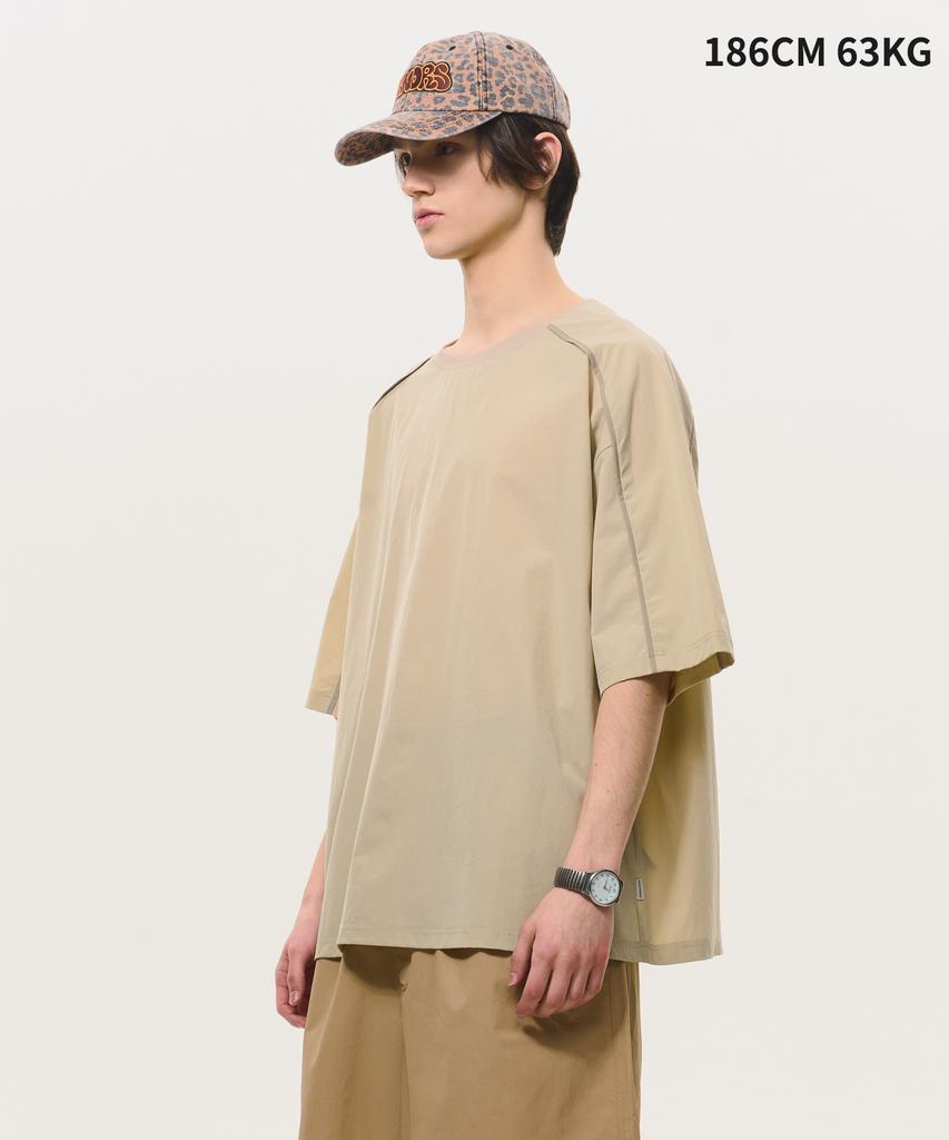 BLACK MOMENT Tech Stitch Oversized T-Shirt [Beige]