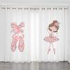 2 Panel Pink Unicorn Curtains Ballerina Girl Curtains for Kids Girls Bedroom Window Blinds Floor-to-ceiling Windows Grommet Top